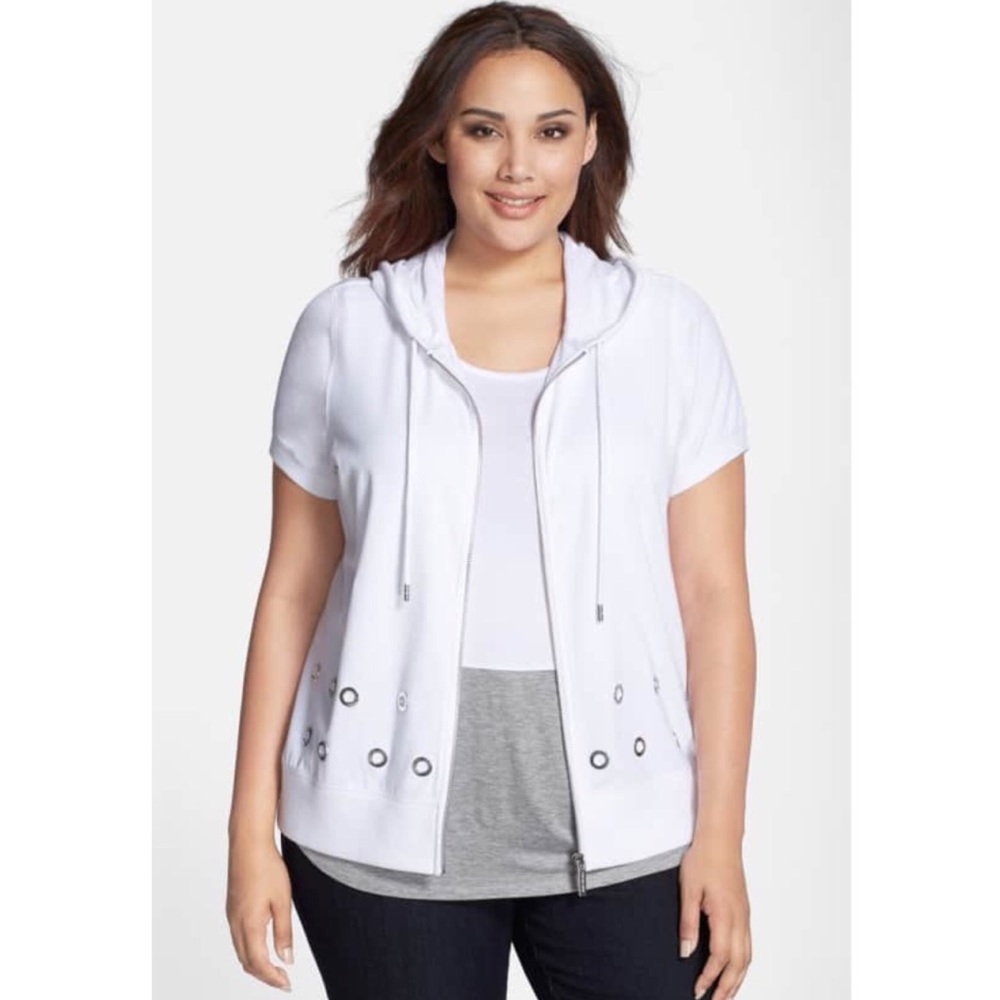 Michael Kors Short Sleeve Hooded Zip-up